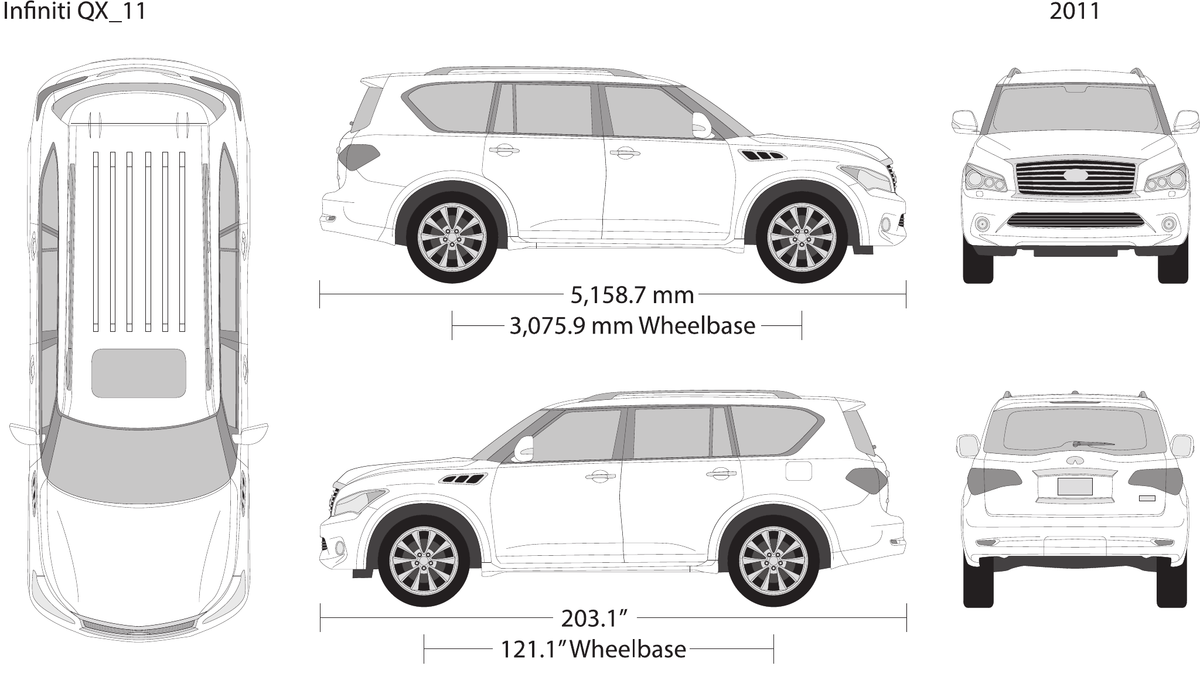 2011 Infiniti QX56 vector wrap template, Design-Ready PDF - GravBase