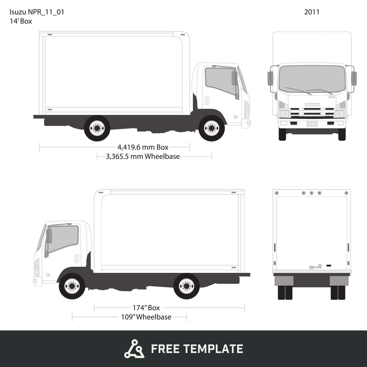 2011 Isuzu NPR free vector vehicle wrap template - GravBase