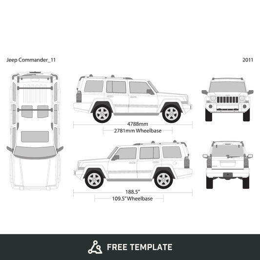 2011 Jeep Commander free vector vehicle wrap template - GravBase