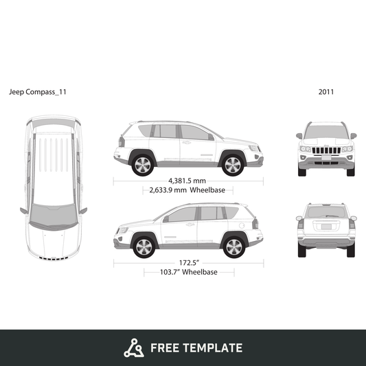 2011 Jeep Compass free vector vehicle wrap template - GravBase