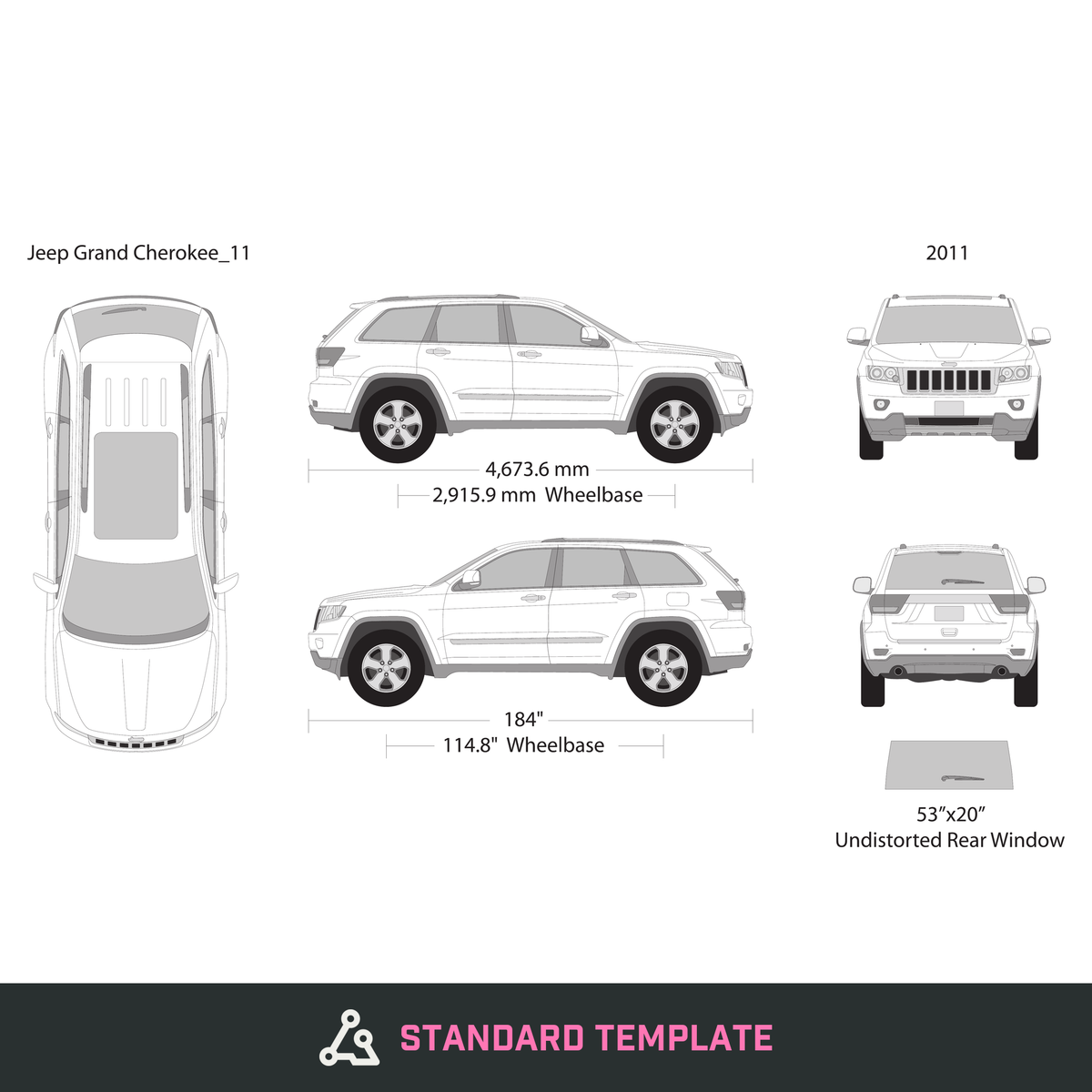 2011 Jeep Grand Cherokee vector wrap template, Design-Ready PDF - GravBase