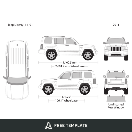 2011 Jeep Liberty free vector vehicle wrap template - GravBase