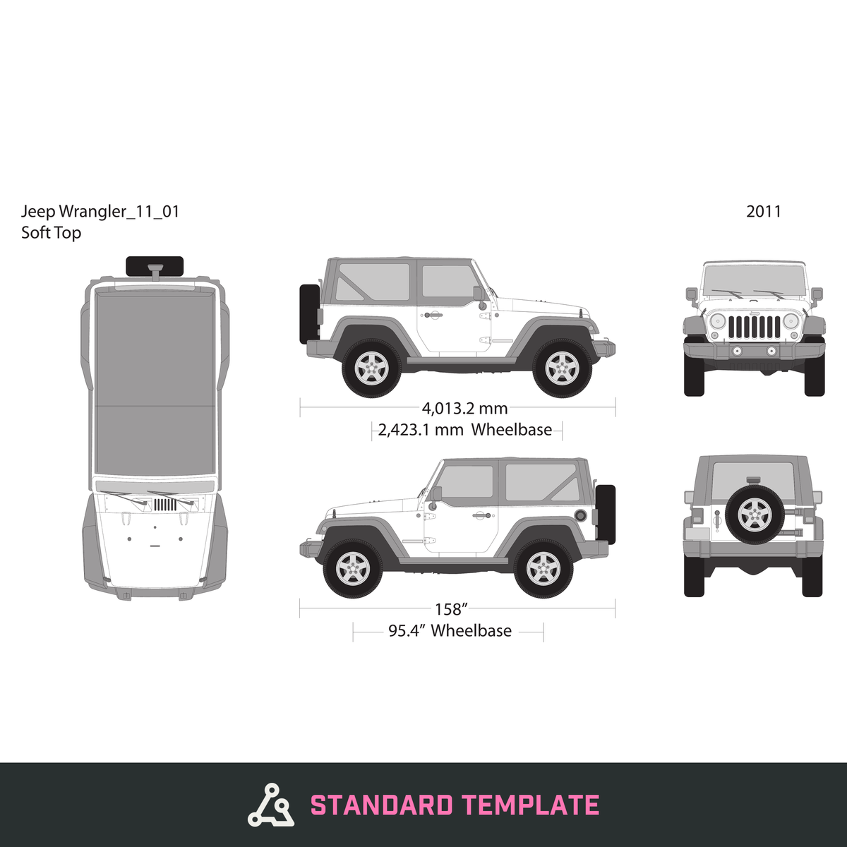 2011 Jeep Wrangler vector wrap template V01, Design-Ready PDF - GravBase