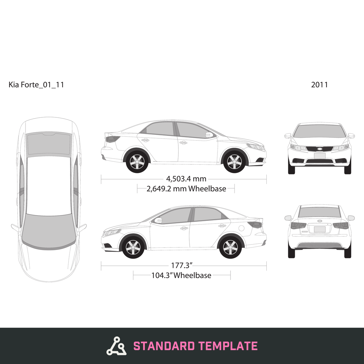 2011 Kia Forte vector wrap template, Design-Ready PDF - GravBase