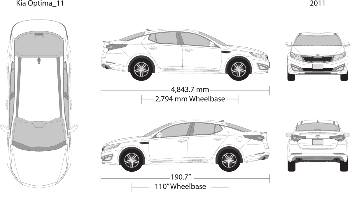 2011 Kia Optima vector wrap template, Design-Ready PDF - GravBase