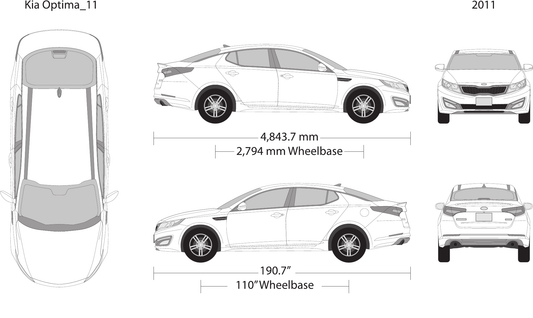 2011 Kia Optima vector wrap template, Design-Ready PDF - GravBase