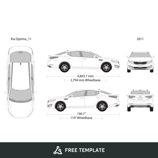 2011 Kia Optima free vector vehicle wrap template - GravBase