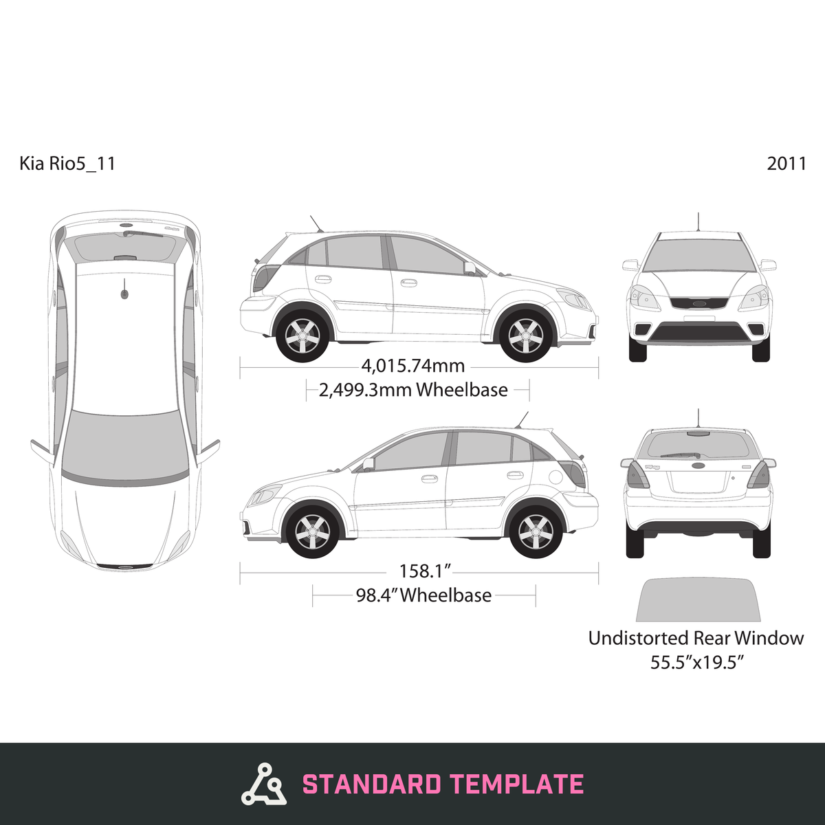 2011 Kia Rio5 vector wrap template, Design-Ready PDF - GravBase