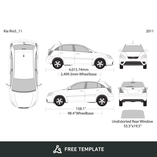 2011 Kia Rio5 free vector vehicle wrap template - GravBase