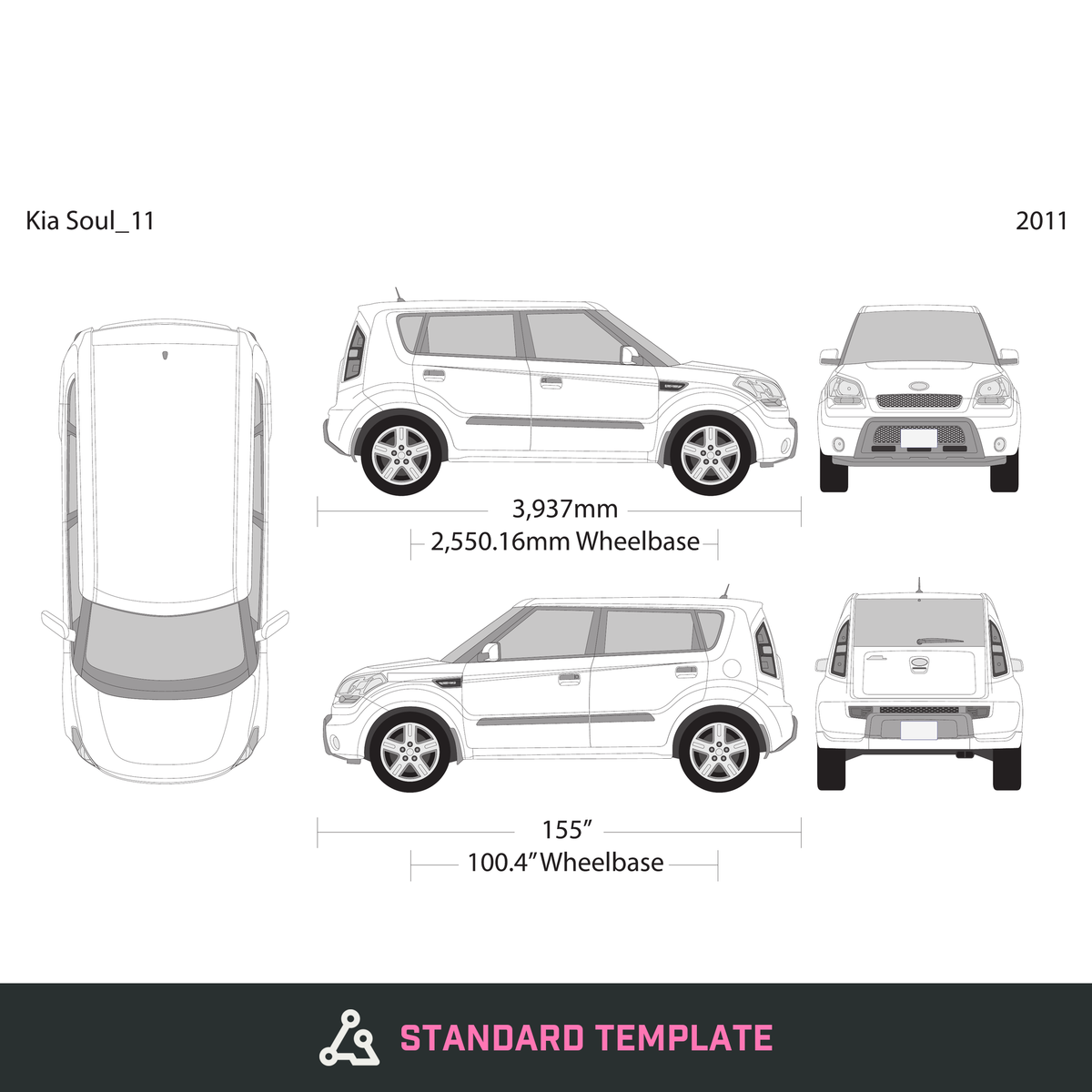 2011 Kia Soul vector wrap template, Design-Ready PDF - GravBase