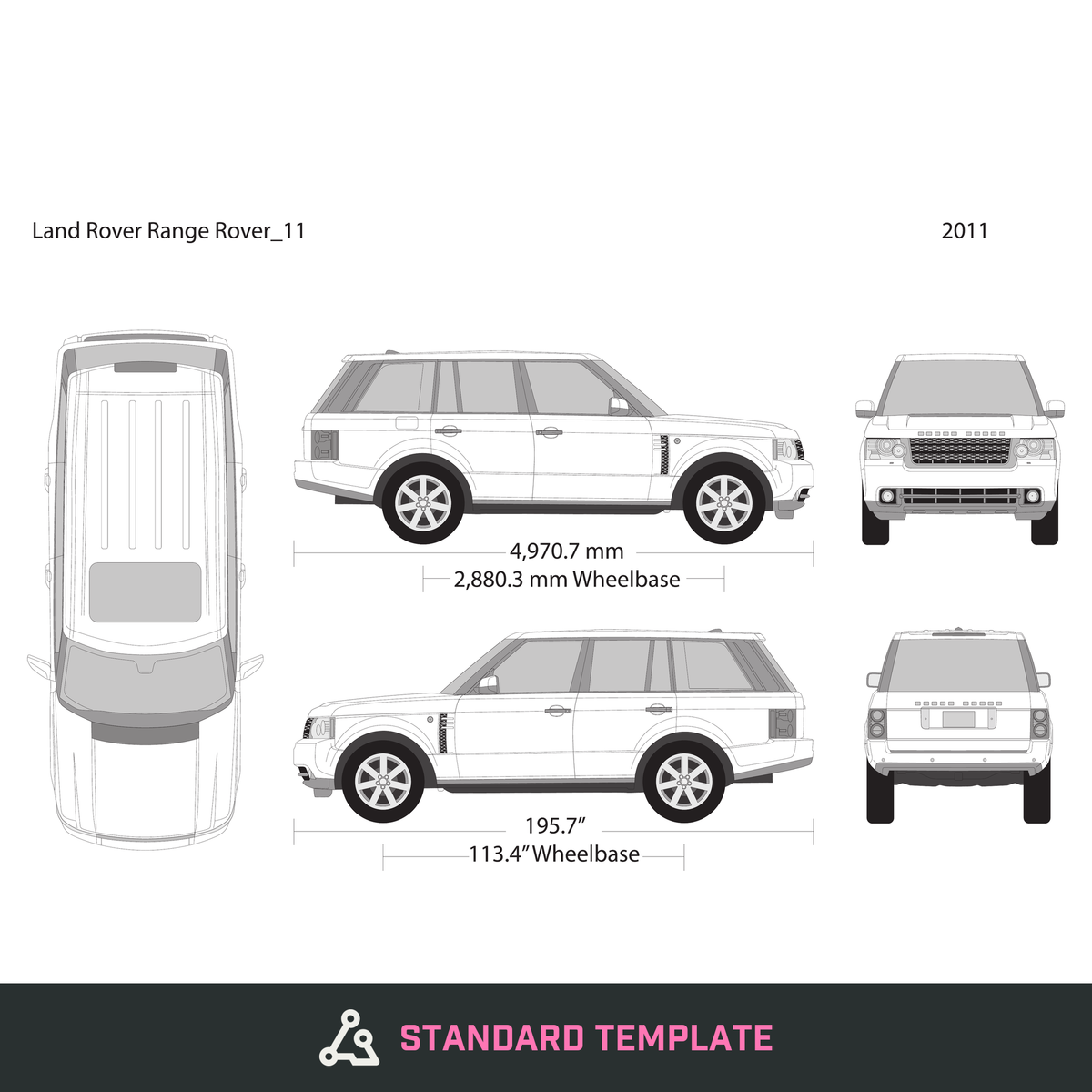 2011 Land Rover Range Rover Sport vector wrap template, Design-Ready PDF - GravBase