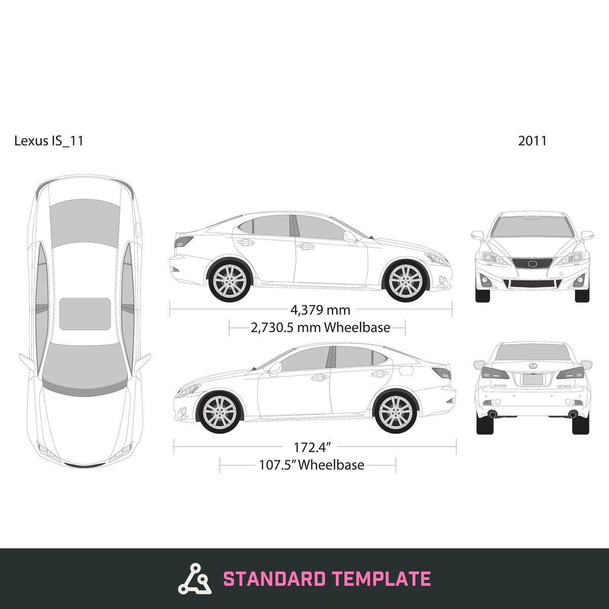 2011 Lexus IS vector wrap template, Design-Ready PDF - GravBase