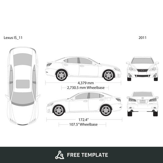 2011 Lexus IS free vector vehicle wrap template - GravBase
