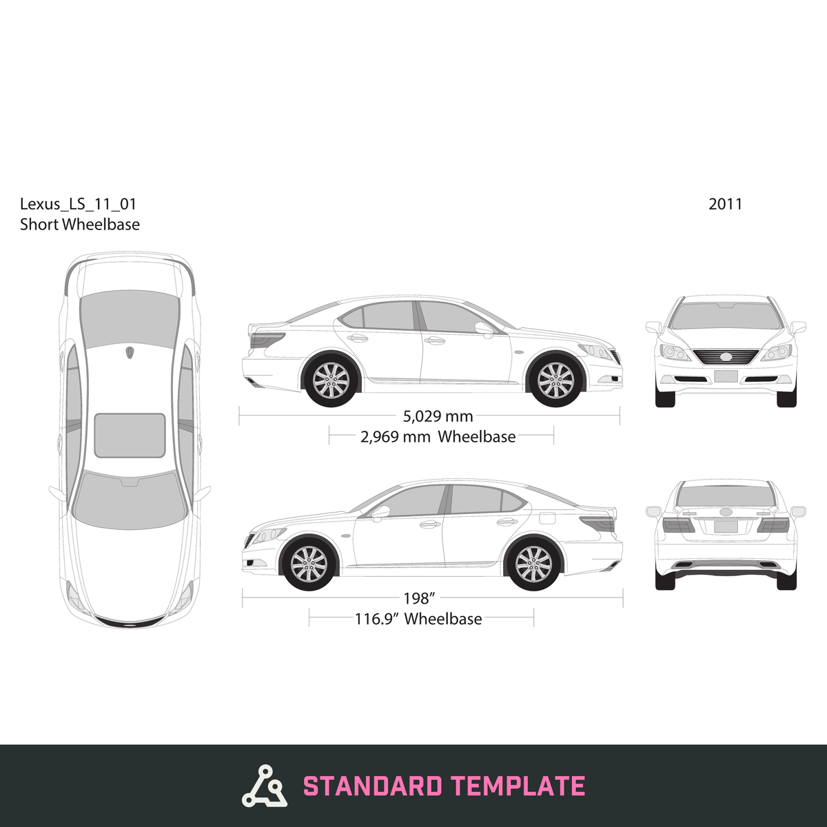 2011 Lexus LS vector wrap template, Design-Ready PDF - GravBase