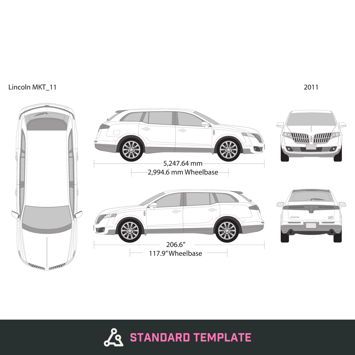 2011 Lincoln MKT vector wrap template, Design-Ready PDF - GravBase