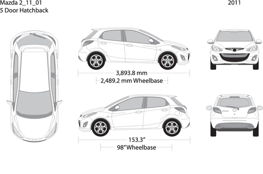 2011 Mazda Mazda 2 V01 Vehicle Wrap Template