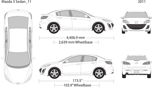 2011 Mazda 3 Sedan vector wrap template, Design-Ready PDF - GravBase