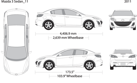 2011 Mazda Mazda 3 Sedan V02 Vehicle Wrap Template