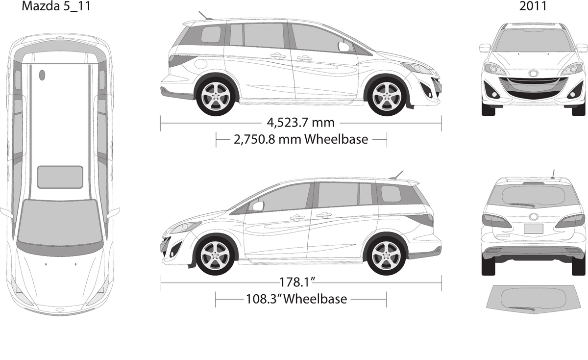 2011 Mazda 5 vector wrap template, Design-Ready PDF - GravBase