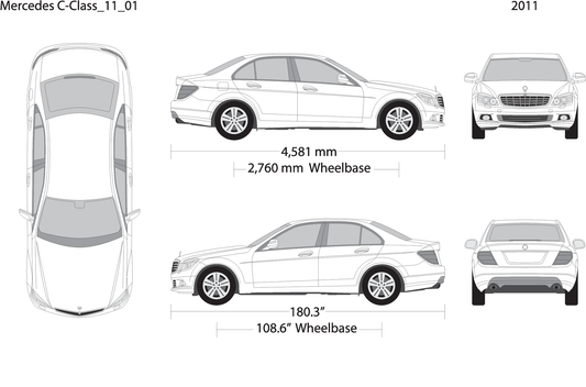 2011 Mercedes C Class V01 Vehicle Wrap Template