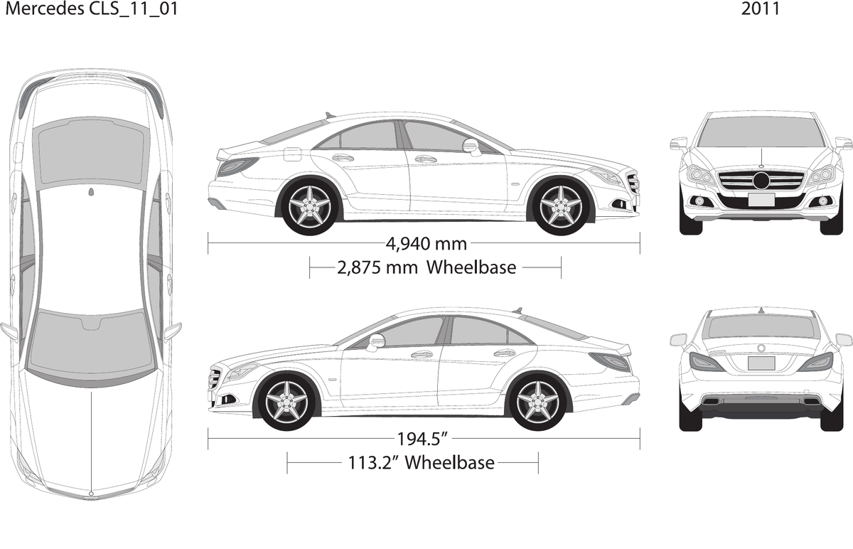 2011 Mercedes CLS vector wrap template, Design-Ready PDF - GravBase
