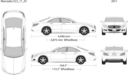 2011 Mercedes CLS vector wrap template, Design-Ready PDF - GravBase