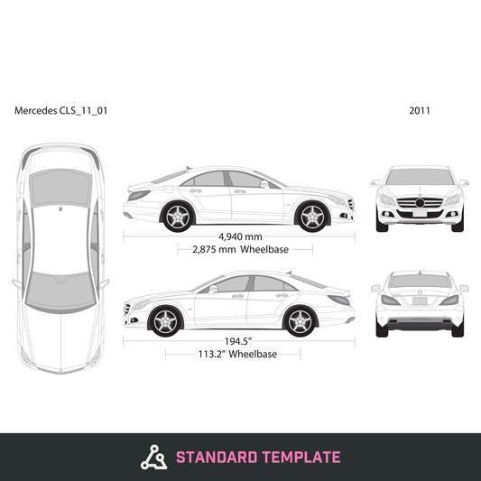 2011 Mercedes CLS vector wrap template, Design-Ready PDF - GravBase