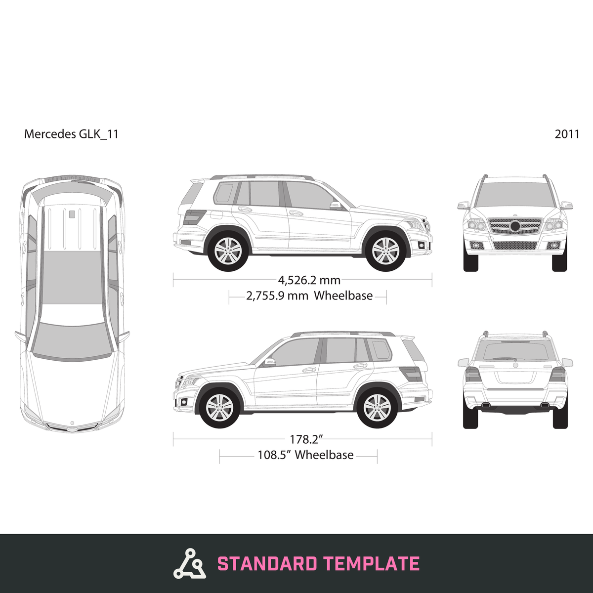 2011 Mercedes GLK vector wrap template, Design-Ready PDF - GravBase
