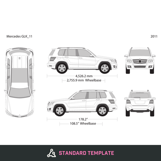 2011 Mercedes GLK vector wrap template, Design-Ready PDF - GravBase
