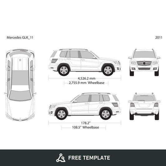 2011 Mercedes GLK free vector vehicle wrap template - GravBase