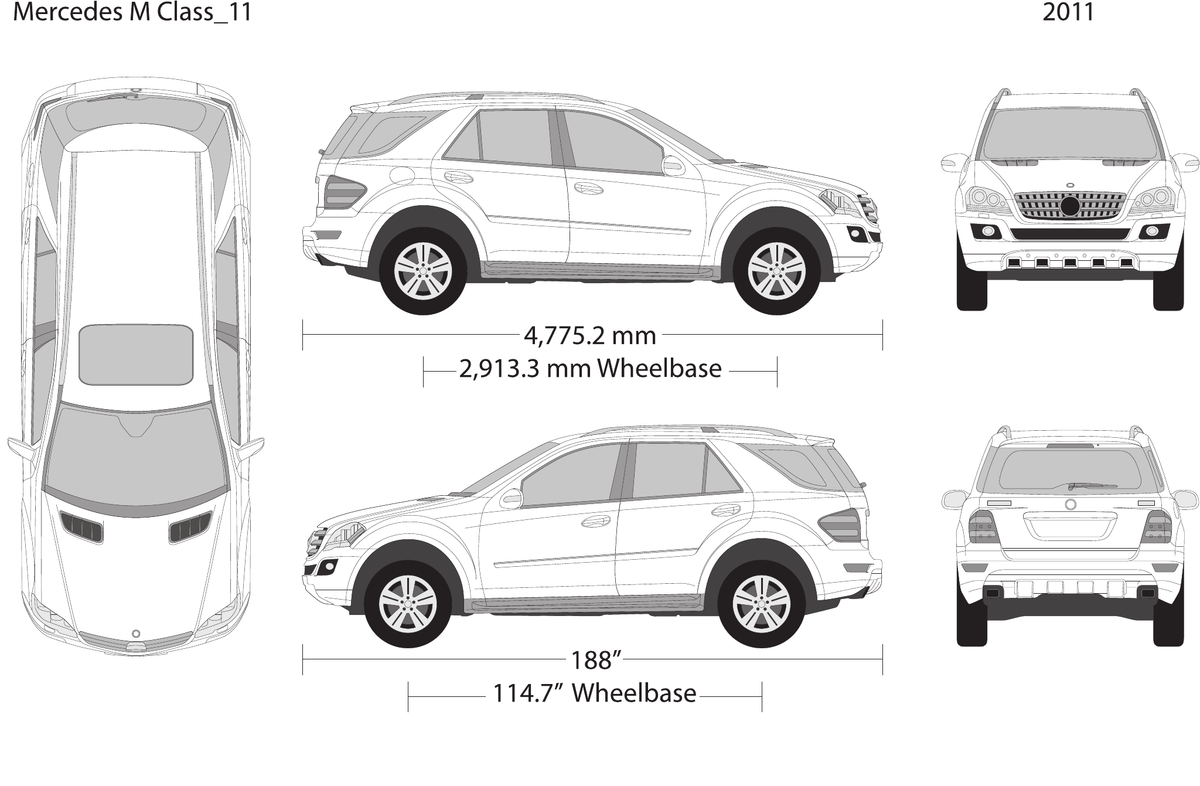 2011 Mercedes M-Class vector wrap template, Design-Ready PDF - GravBase