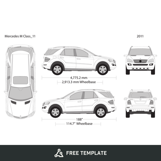 2011 Mercedes M-Class free vector vehicle wrap template - GravBase