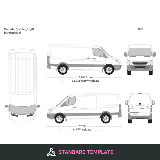 2011 Mercedes Sprinter vector wrap template V01, Design-Ready PDF - GravBase