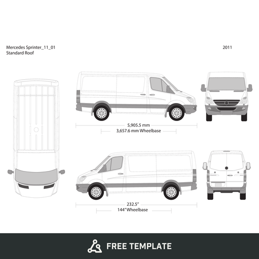 2011 Mercedes Sprinter free vector vehicle wrap template - GravBase