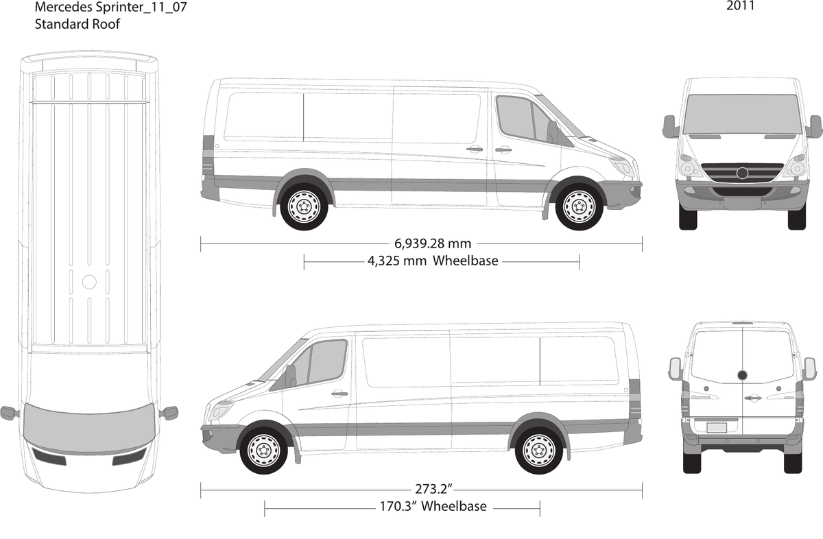 2011 Mercedes Sprinter vector wrap template V07, Design-Ready PDF - GravBase