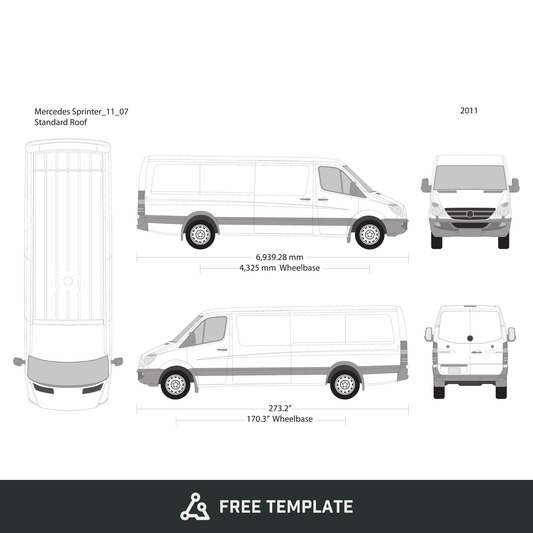 2011 Mercedes Sprinter free vector vehicle wrap template - GravBase
