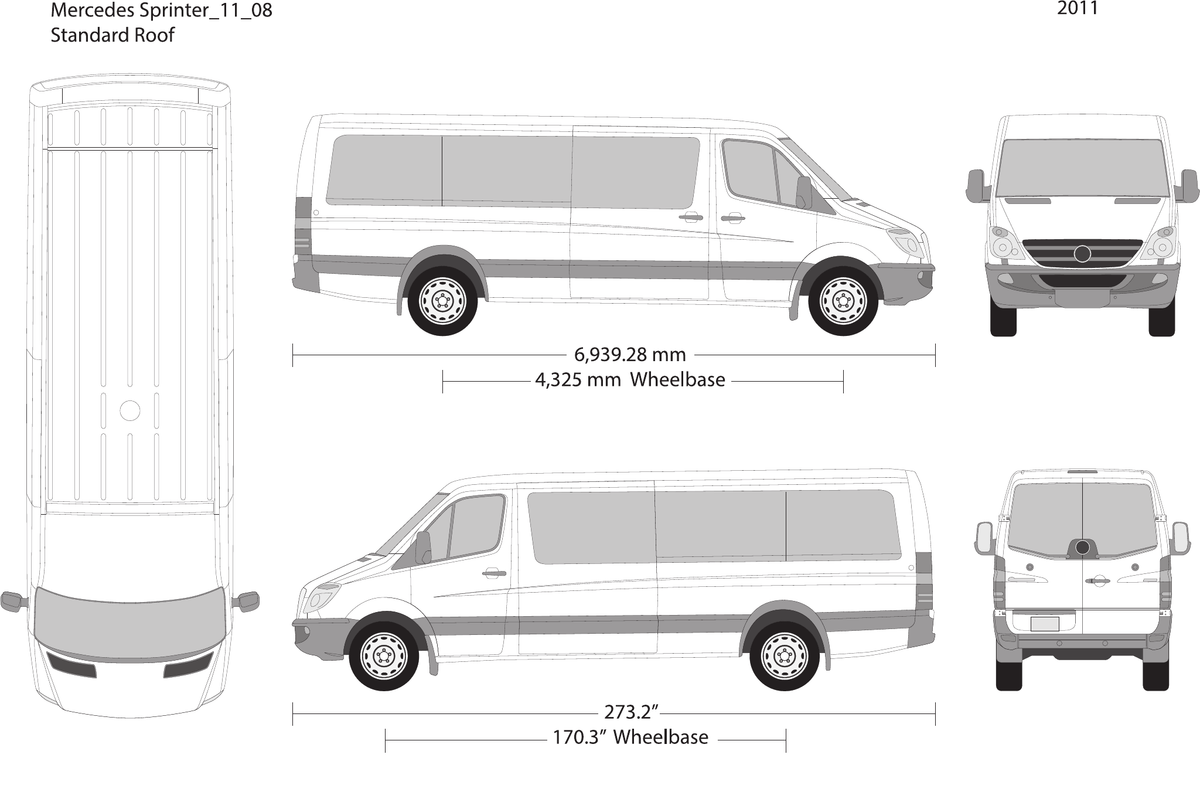 2011 Mercedes Sprinter vector wrap template V08, Design-Ready PDF - GravBase