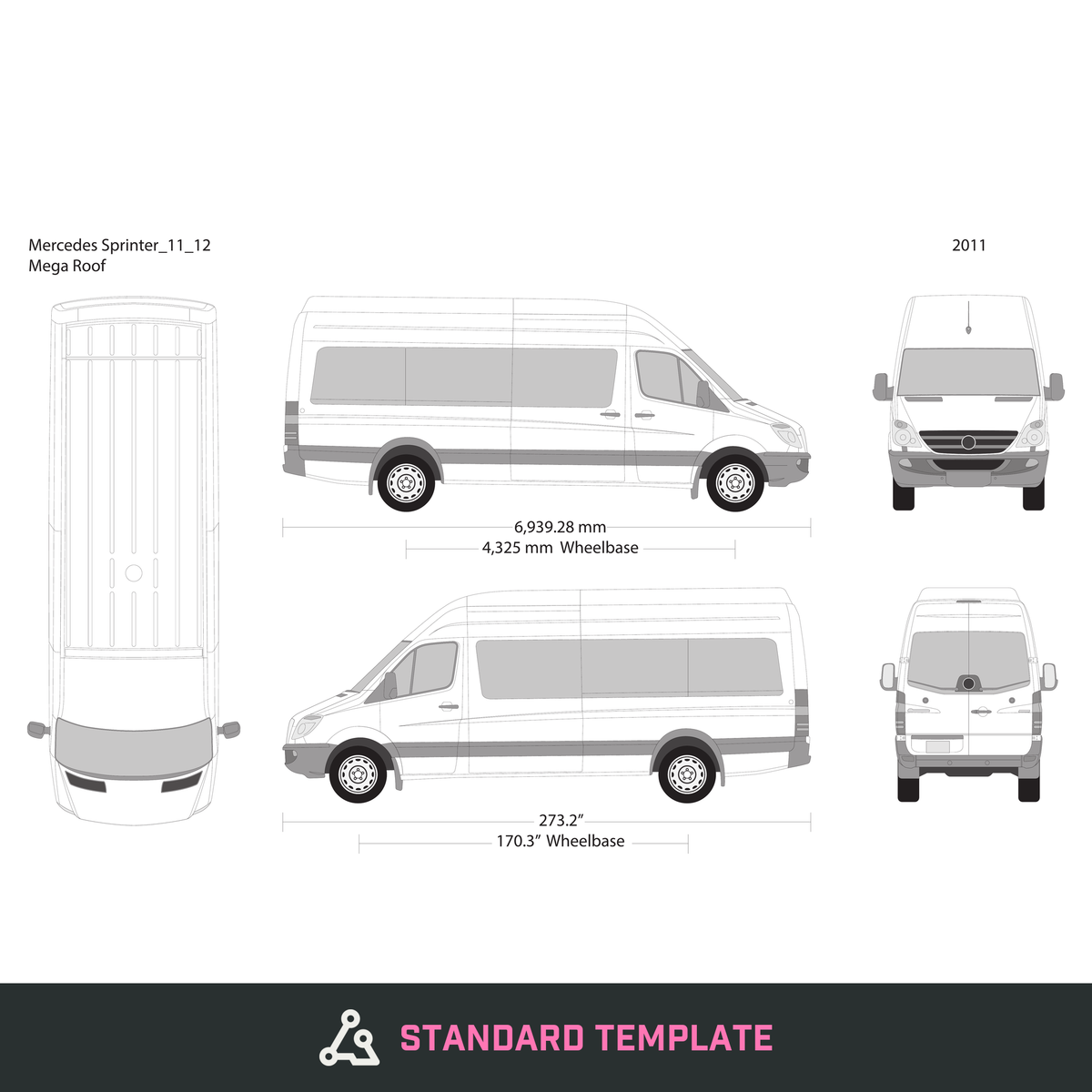 2011 Mercedes Sprinter vector wrap template V12, Design-Ready PDF - GravBase