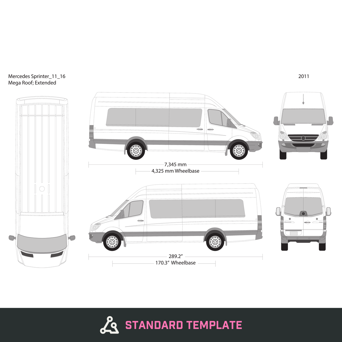 2011 Mercedes Sprinter vector wrap template V16, Design-Ready PDF - GravBase