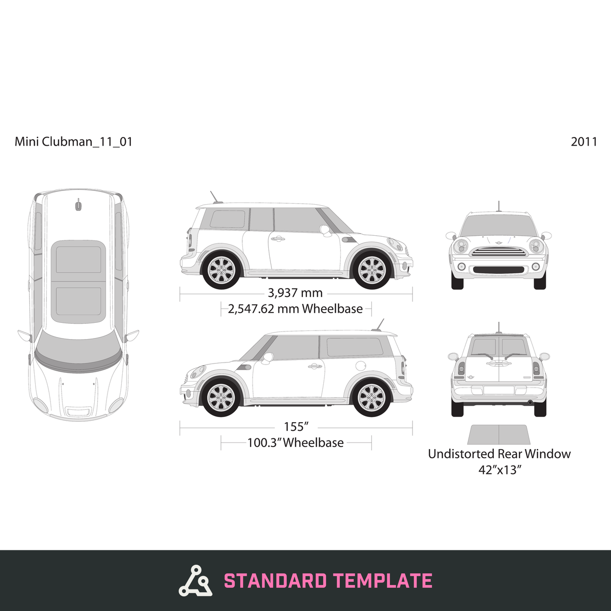 2011 Mini Cooper Mini Clubman vector wrap template, Design-Ready PDF - GravBase