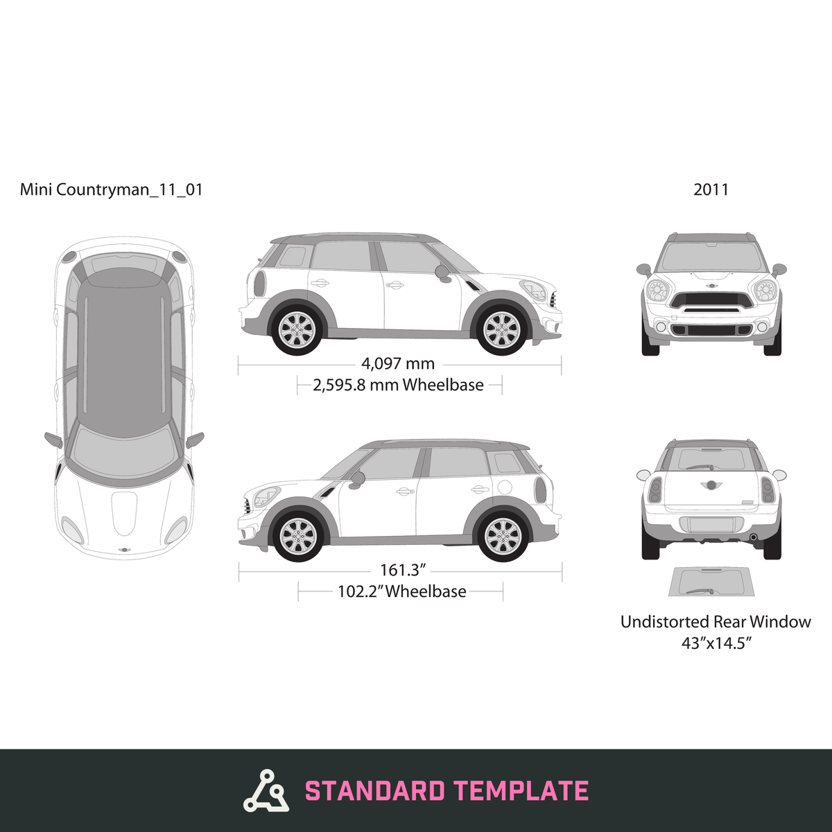 2011 Mini Cooper Mini Countryman vector wrap template, Design-Ready PDF - GravBase