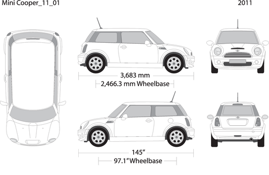 2011 Mini Cooper Mini Hardtop V01 Vehicle Wrap Template