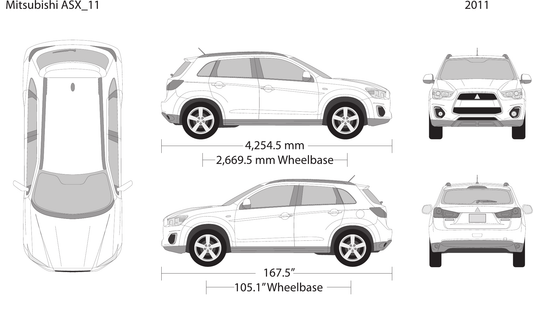 2011 Mitsubishi ASX vector wrap template, Design-Ready PDF - GravBase