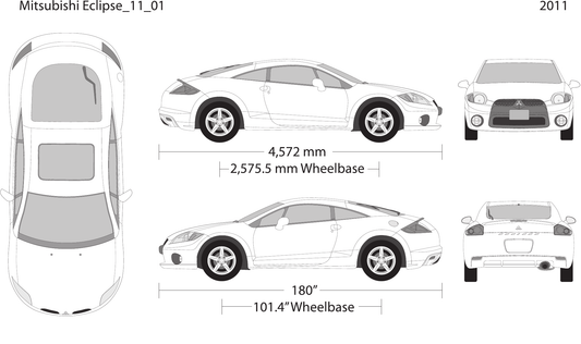 2011 Mitsubishi Eclipse vector wrap template, Design-Ready PDF - GravBase