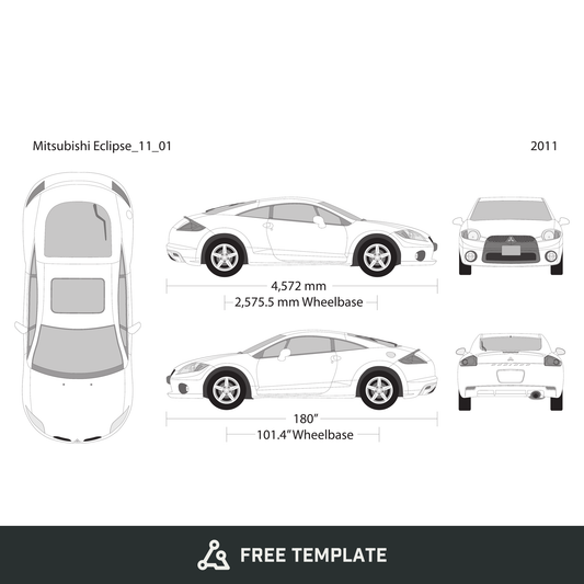 2011 Mitsubishi Eclipse free vector vehicle wrap template - GravBase