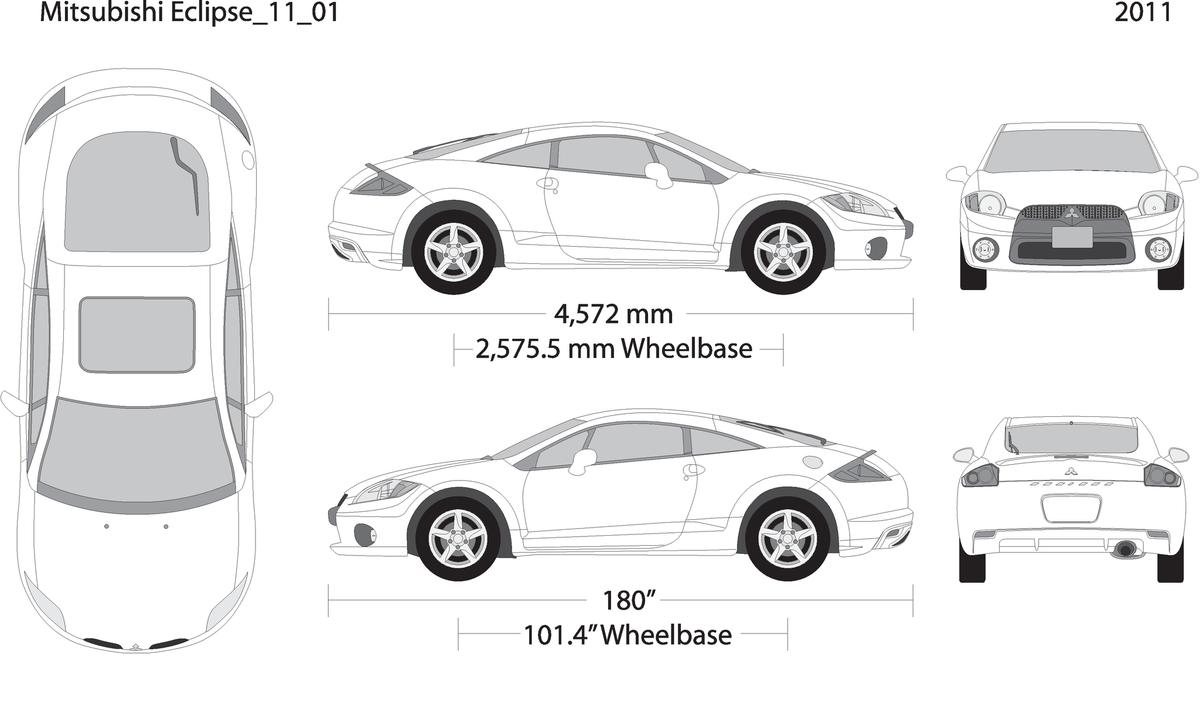 2011 Mitsubishi Eclipse V01 Vehicle Wrap Template