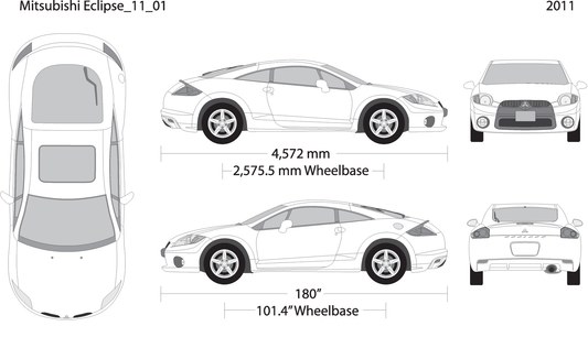 2011 Mitsubishi Eclipse V01 Vehicle Wrap Template