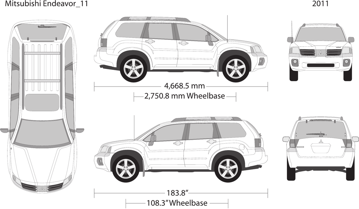 2011 Mitsubishi Endeavor vector wrap template, Design-Ready PDF - GravBase