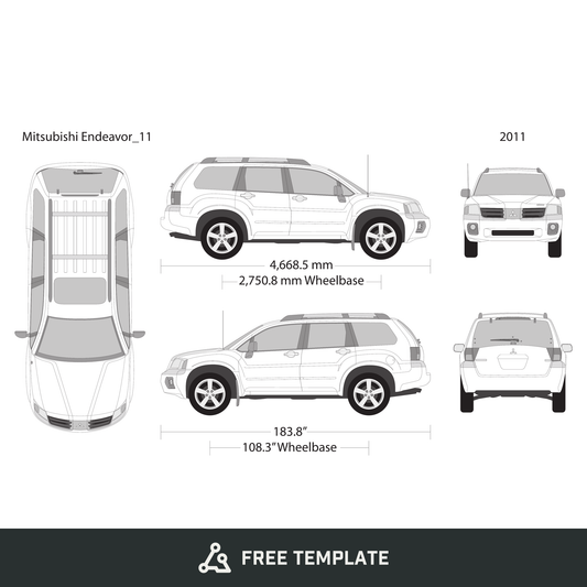 2011 Mitsubishi Endeavor free vector vehicle wrap template - GravBase