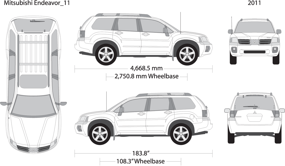 2011 Mitsubishi Endeavor V11 Vehicle Wrap Template
